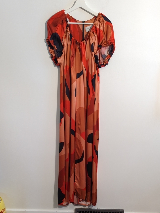 Veronika Maine Dresses & Skirts - VERONIKA MAINE Abstract Maxi Dress in Burnt Orange, Rust and Navy